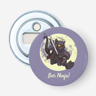 Abrebotellas Beer Ninja Gato Negro Patada Voladora Espadas Cari
