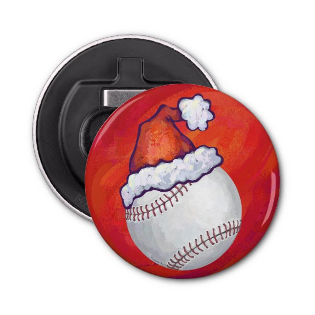 Abrebotellas Béisbol con Santa Hat en rojo (Anverso)