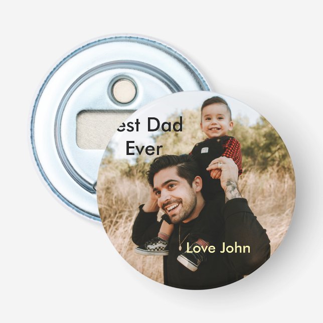 Abrebotellas Best dad ever father's dad gift photo name simple  (Anverso)