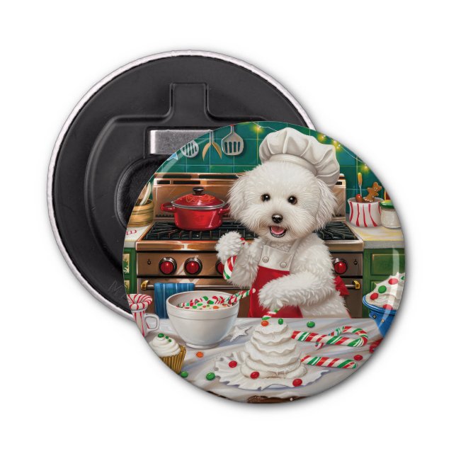 Abrebotellas Bichon Frise Holiday Baking: Navidades festivos (Anverso)