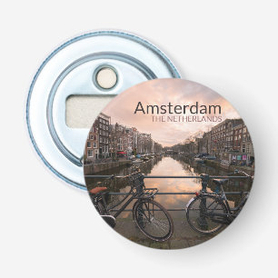 Abrebotellas Bicicletas al atardecer en Ámsterdam