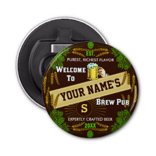Abrebotellas Bienvenida personalizada de Brewpub: Hops Barley B