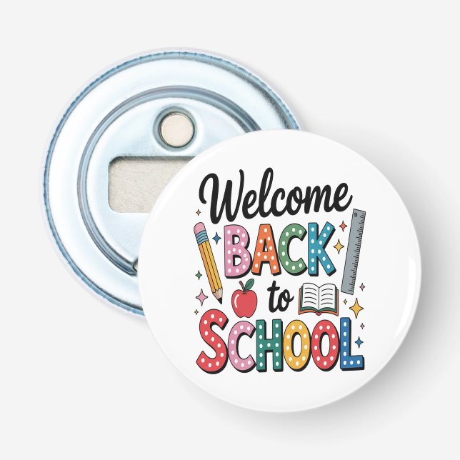 Abrebotellas Bienvenido de nuevo a la escuela (Anverso)