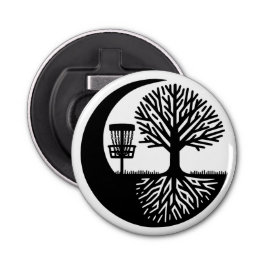 Abrebotellas Black and White Disc Golf Silhouette