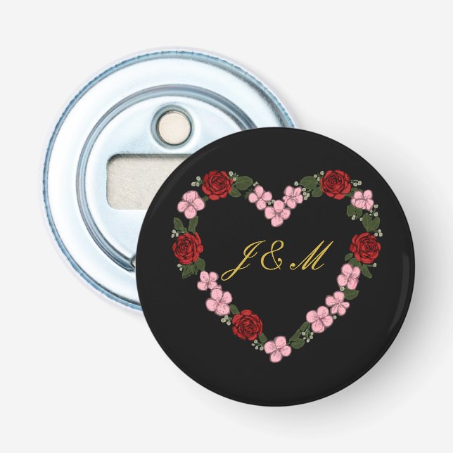 Abrebotellas Black magnetic with pink and red heart (Anverso)