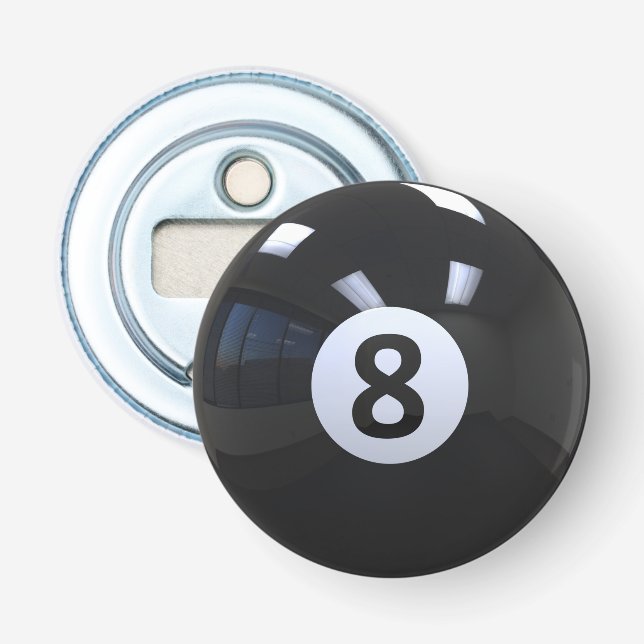 Abrebotellas Black No. 8 Billiard Pool Ball (Anverso)