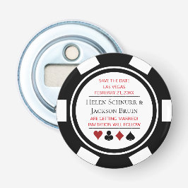 Abrebotellas Black White Poker Chip Save the Date Vegas Boda