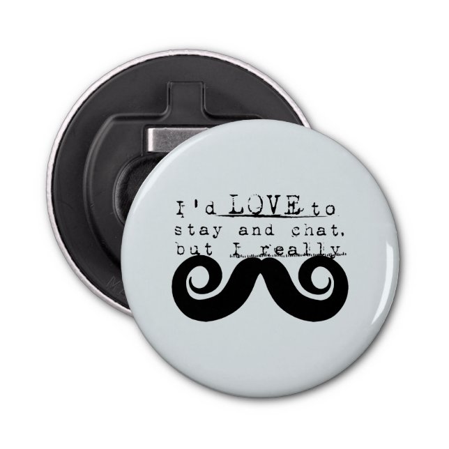 Abrebotellas Blue Grey Black Funny Humor I Mustache (Anverso)