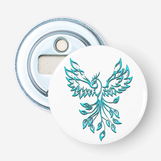 Abrebotellas Blue Phoenix Rising en Blanco (Anverso)