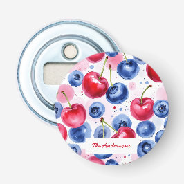 Abrebotellas Blue Red Fruit Food Watercolor Berry Cherry