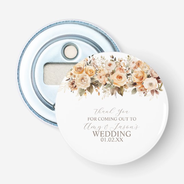 Abrebotellas Boda Botánico Floral Beige-Nuetral Brown (Anverso)