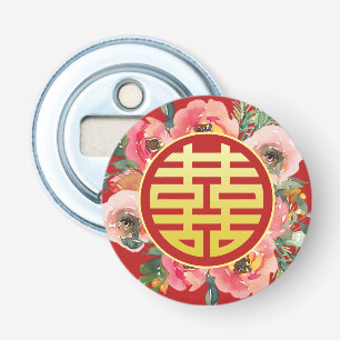 Abrebotellas Boda chino de floral rosa moderno