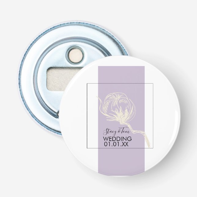 Abrebotellas Boda de lavanda de la planta de algodón botánico (Anverso)