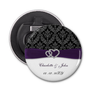 Abrebotellas Boda de Purple Damask Diamante