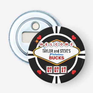Abrebotellas Boda en Vegas Casino Bucks Poker Chip