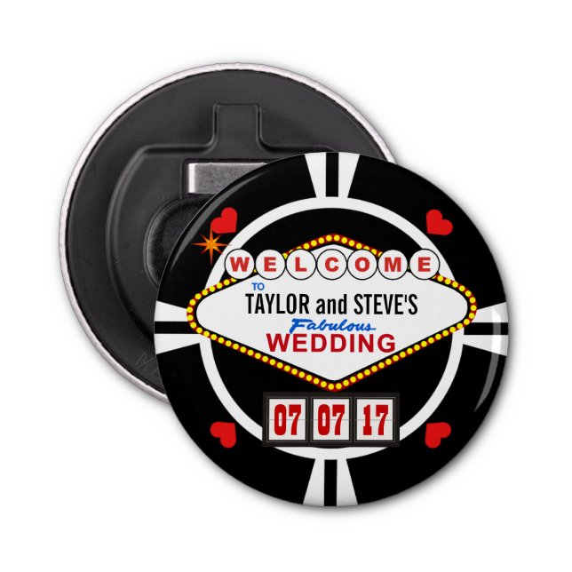 Abrebotellas Boda en Vegas Casino Favor Poker Chip (Anverso)