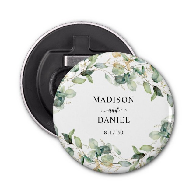 Abrebotellas Boda Eucalyptus Gold Watercolor