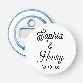 Abrebotellas Boda Favor Elegante Script Tipografía Negra