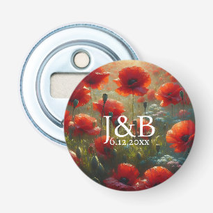 Abrebotellas Boda floral de pipetas rojas personalizado