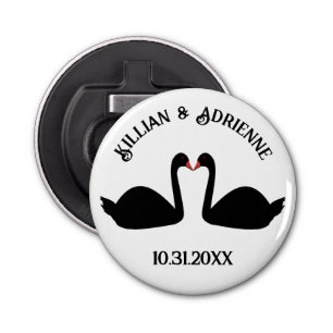 Abrebotellas Boda gótico besando a Personalizado de cisnes negr