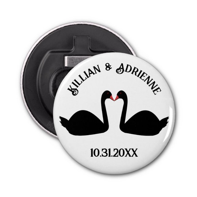 Abrebotellas Boda gótico besando a Personalizado de cisnes negr (Anverso)