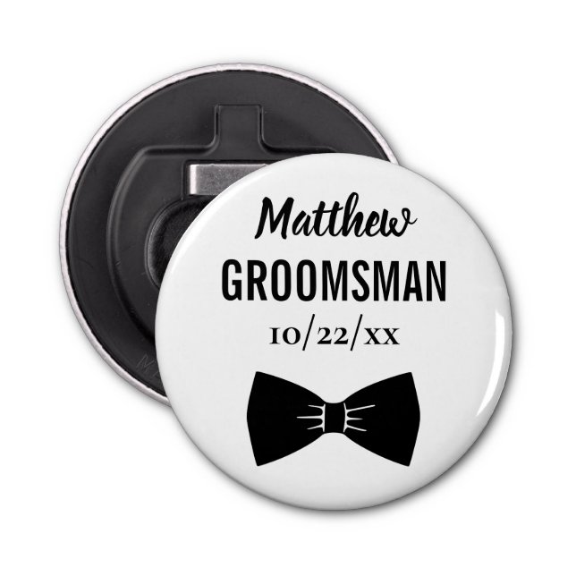 Abrebotellas Boda Groomsman Bachelor Party Black Bow Tie (Anverso)