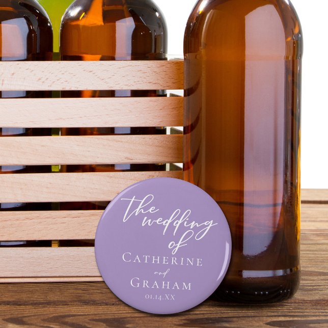 Abrebotellas Boda Lilac Purple de la tipografía blanca (Subido por el creador)