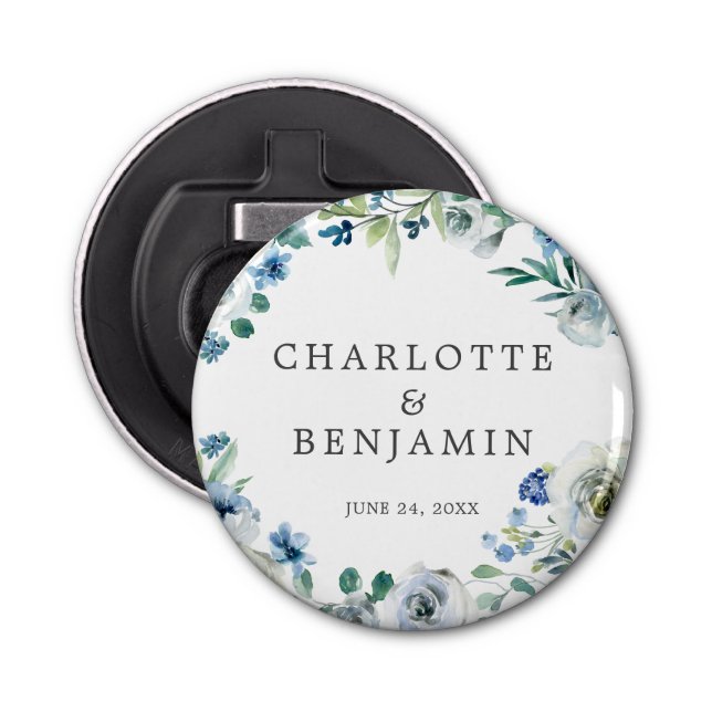 Abrebotellas Boda Primaria Personalizado Floral de Peonia Blanc (Anverso)