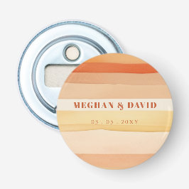 Abrebotellas Bodas de rayas de acuarela retro naranja terracota