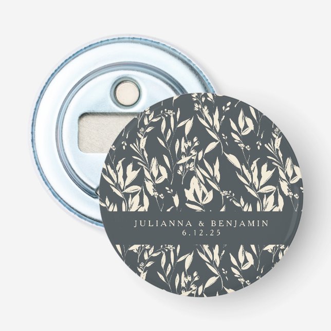 Abrebotellas Boho Black Hand Drake Floral Boda Personalizado (Anverso)