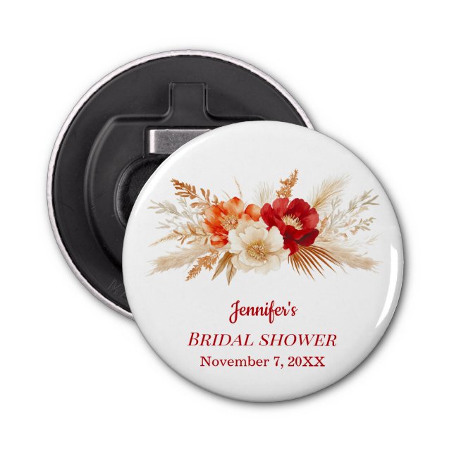 Abrebotellas Boho Pampas Grass Peony Boda Bridal Shower (Anverso)