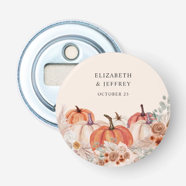 Abrebotellas Boho Terracotta Pampas Pumpkins Fall Wedding (Anverso)