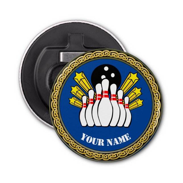 Abrebotellas Bola personalizado - Añadir nombre - Azul (Anverso)