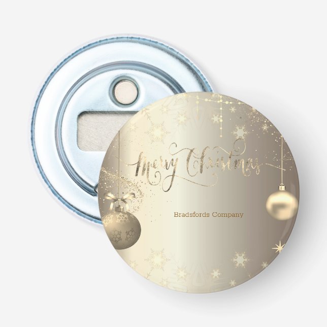Abrebotellas Bolas de Oro Elegantes Copos de Nieve Estrellas (Anverso)