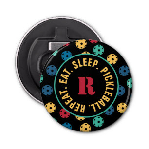 Abrebotellas 😍 bolas retro / negro con inicial