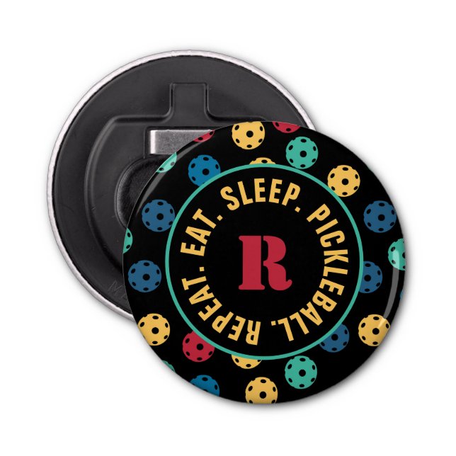 Abrebotellas 😍 bolas retro / negro con inicial (Anverso)