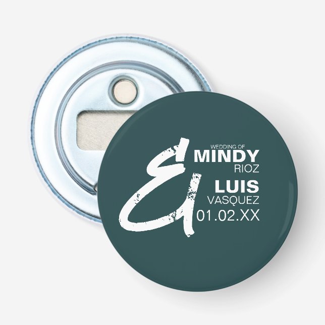 Abrebotellas BOLD AMPERSAND Grunge Verde Boda Blanca     (Anverso)