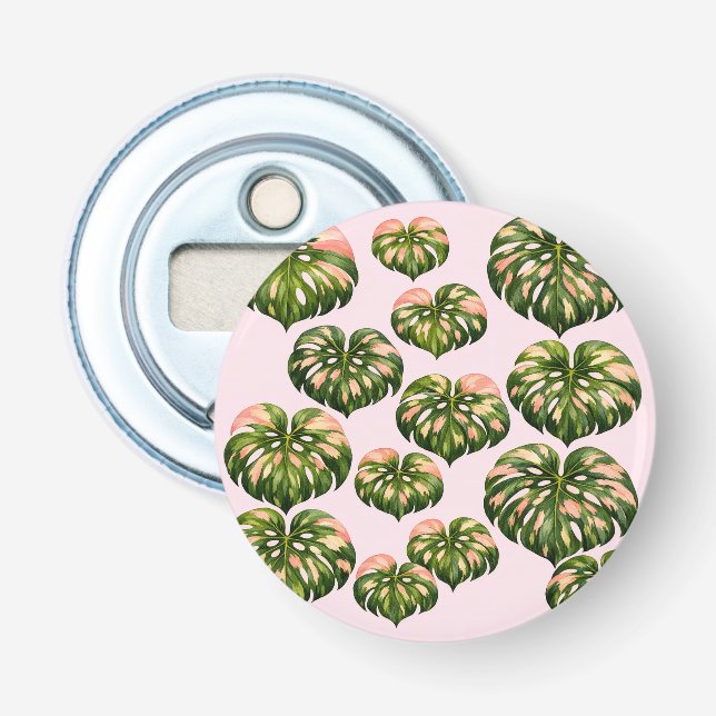 Abrebotellas Bolsa de mano divertida de planta Monstera rosa bo (Anverso)