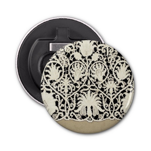 Abrebotellas Bonito clásico blanco de línea de encaje antiguo b (Anverso)