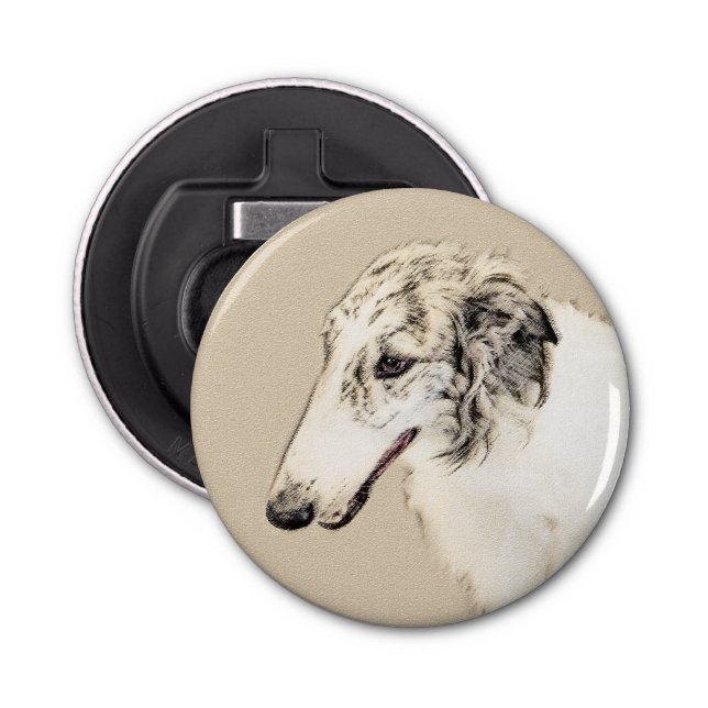 Abrebotellas Borzoi (Brindle plateado) Pintura original de arte (Anverso)