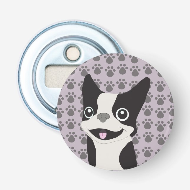 Abrebotellas Boston Terrier, lavanda púrpura (Anverso)