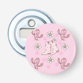 Abrebotellas Botas vaqueras de disco con cactus y flores