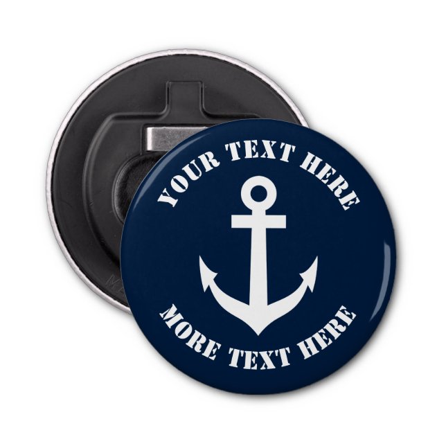 Abrebotellas Botella de cerveza magnética azul marino de anclaj (Anverso)