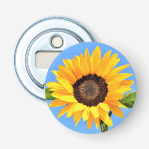 Abrebotellas Botella de girasol amarillo Apertura cielo azul