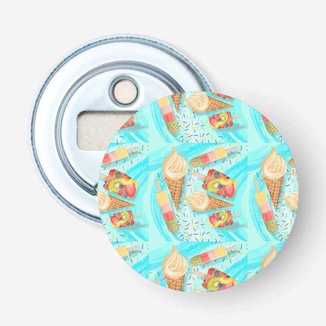 Abrebotellas Botón con temas de verano divertidos/abrebotellas (Anverso)