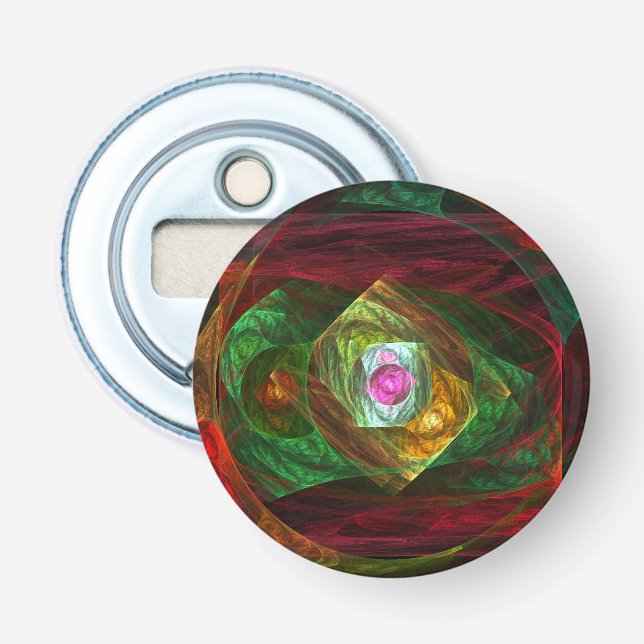 Abrebotellas Botón de arte abstracto de conexiones dinámicas (Anverso)