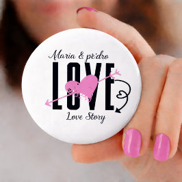 Abrebotellas Botón de pin de amor con nombre personalizado