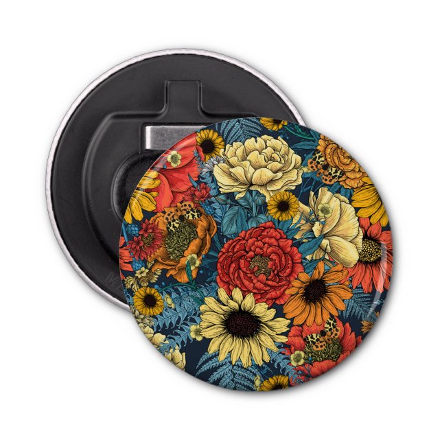 Abrebotellas Bouquet de flores - rosas, peonías, daisies y fe (Anverso)