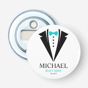 Abrebotellas Bright Bow Tie Tuxedo "El mejor hombre" personaliz