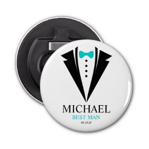 Abrebotellas Brillante Bow Tie Tuxedo "Mejor Hombre" Personaliz